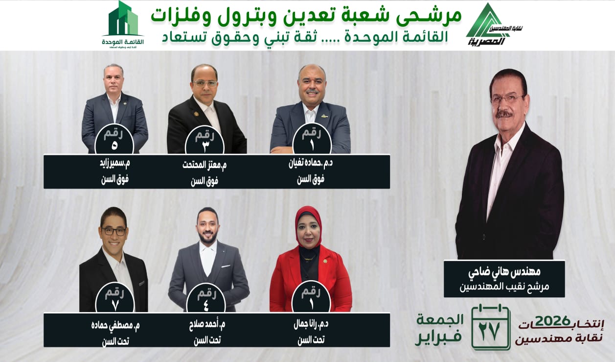 قائمة هاني ضاحي شعبة بترول وتعدين تخوض انتخابات نقابة المهندسين ( سير ذاتية ) 